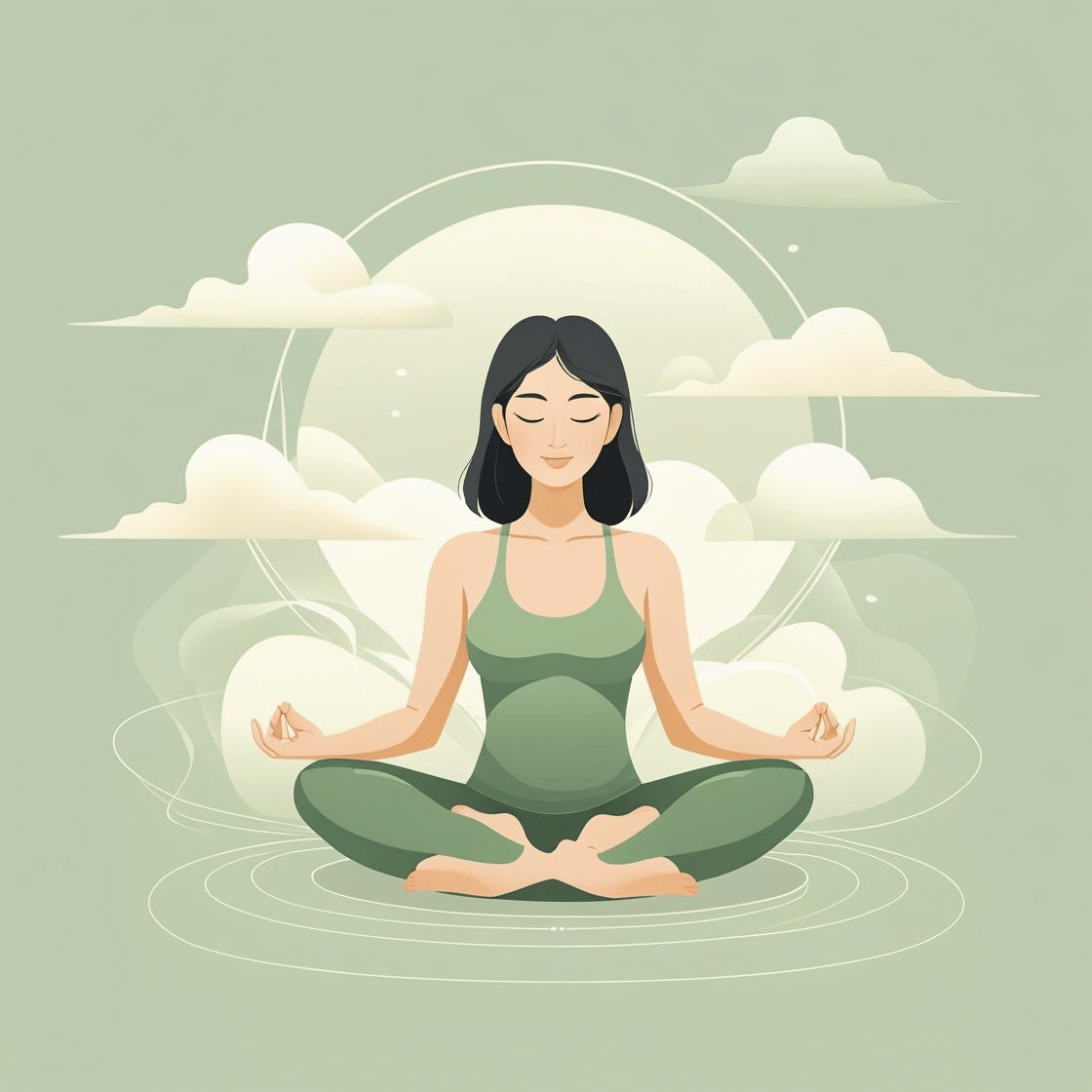 Ilustração de pessoa meditando para Mente Calma Emoções em Harmonia com Hatha Yoga
